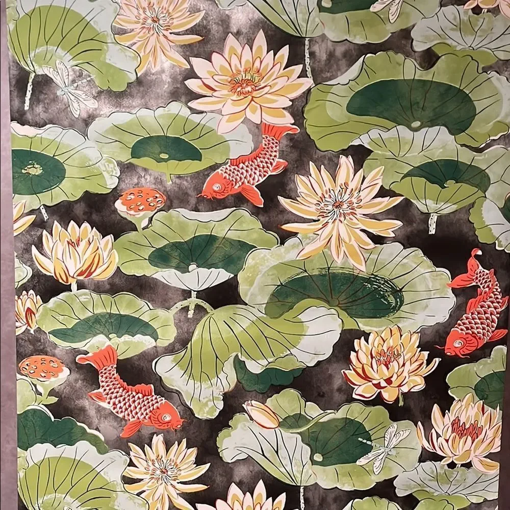 Waverly Classics Floral / Koi Fish Wallpaper two rolls discontinued Lotus Lake